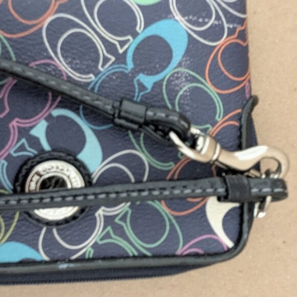 Coach Women's Blue Wristlet Wallet Corner Zip With Signature . - Picture 10 of 12